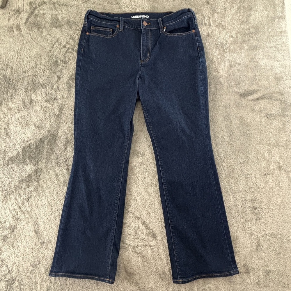 Lands' End Recover High Rise Bootcut Jeans 16W River Rinse Dark Wash 30" Inseam
